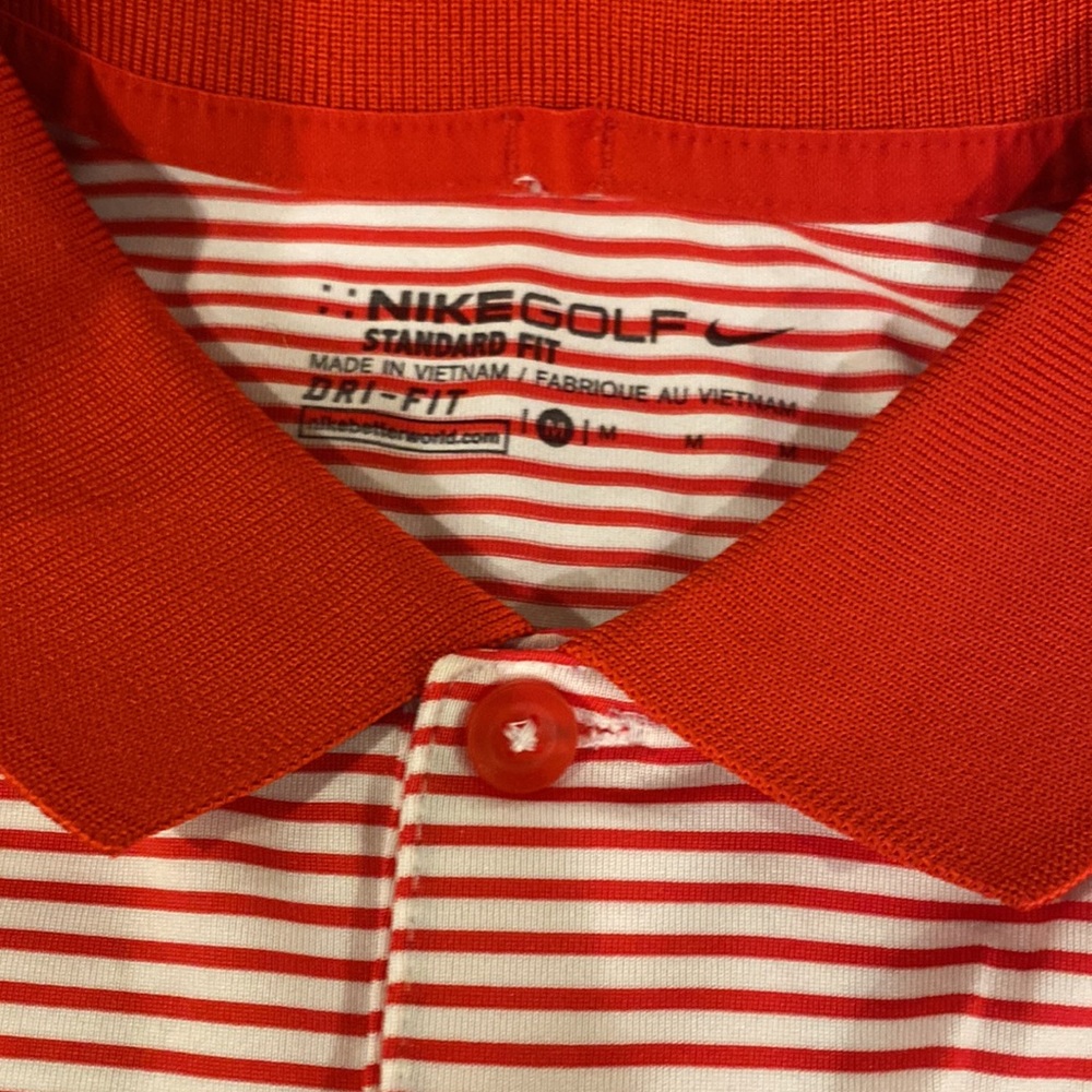 Nike Mens Medium Dri Fit Red White Polo - Picture 3 of 5
